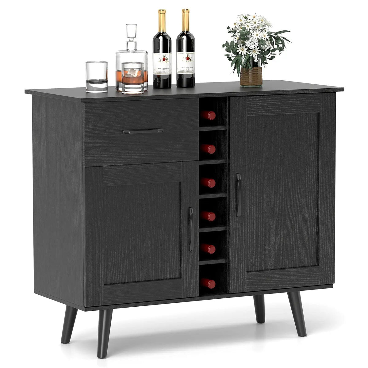 Modern Wine Bar Buffet Cabinet with 6-Bottle Wine Rack by DirectDeals
