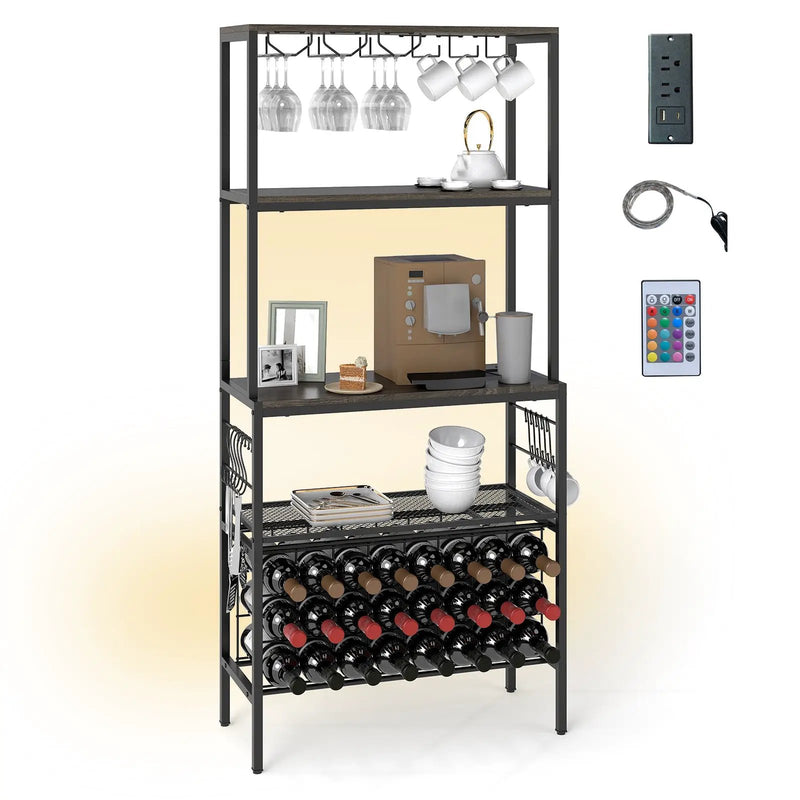 Wine Organizer with Power Outlet and Bottle Holders by DirectDeals