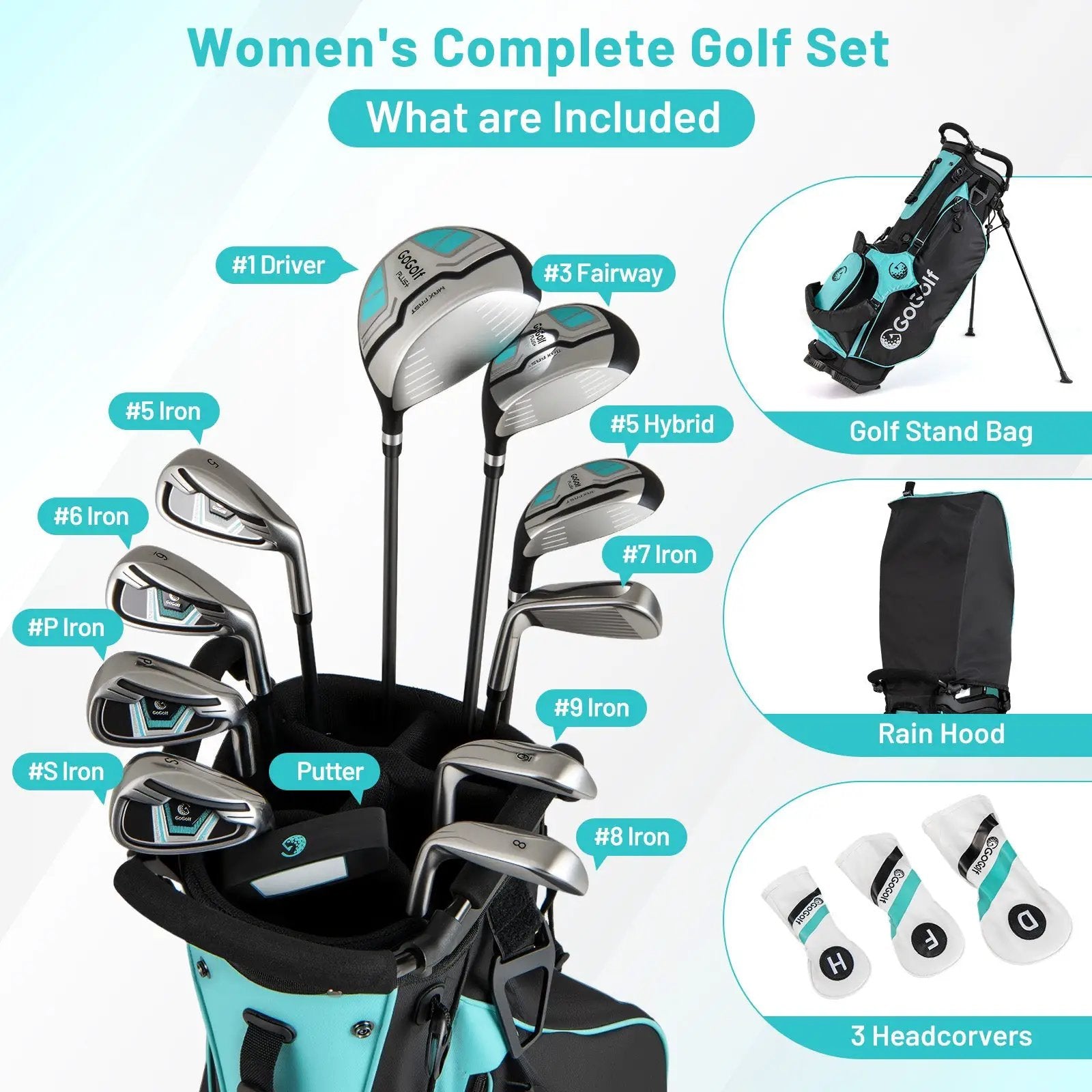 Women's Complete Golf Clubs and Bag Set Golf Stand Bag-Green by DirectDeals