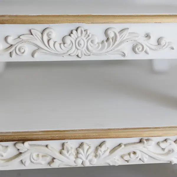 Antique Inspired Ornate White Wood Risers, Set of Two by Decor Steals