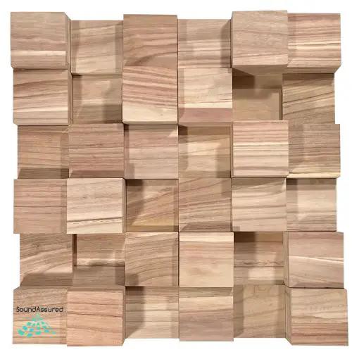 Wood Acoustic Diffuser Panel | Solid Paulownia Wood Sound Diffuser for Studios & Home Theaters by SoundAssured