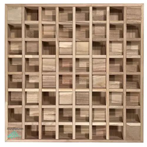 Wood Acoustic Diffuser Panel | Solid Paulownia Wood Sound Diffuser for Studios & Home Theaters by SoundAssured