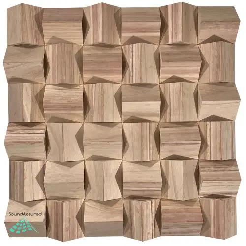 Wood Acoustic Diffuser Panel | Solid Paulownia Wood Sound Diffuser for Studios & Home Theaters by SoundAssured