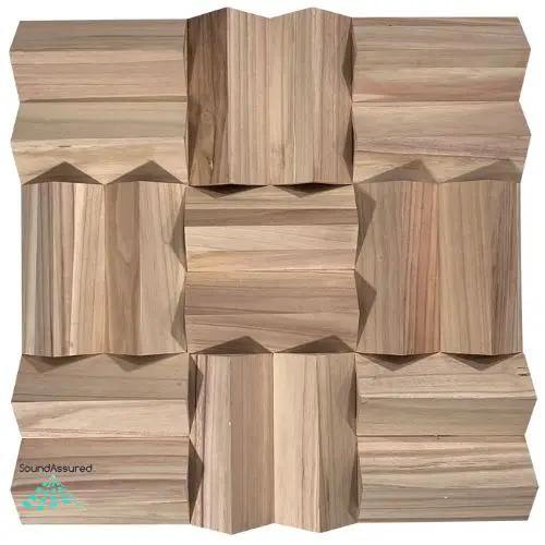 Wood Acoustic Diffuser Panel | Solid Paulownia Wood Sound Diffuser for Studios & Home Theaters by SoundAssured