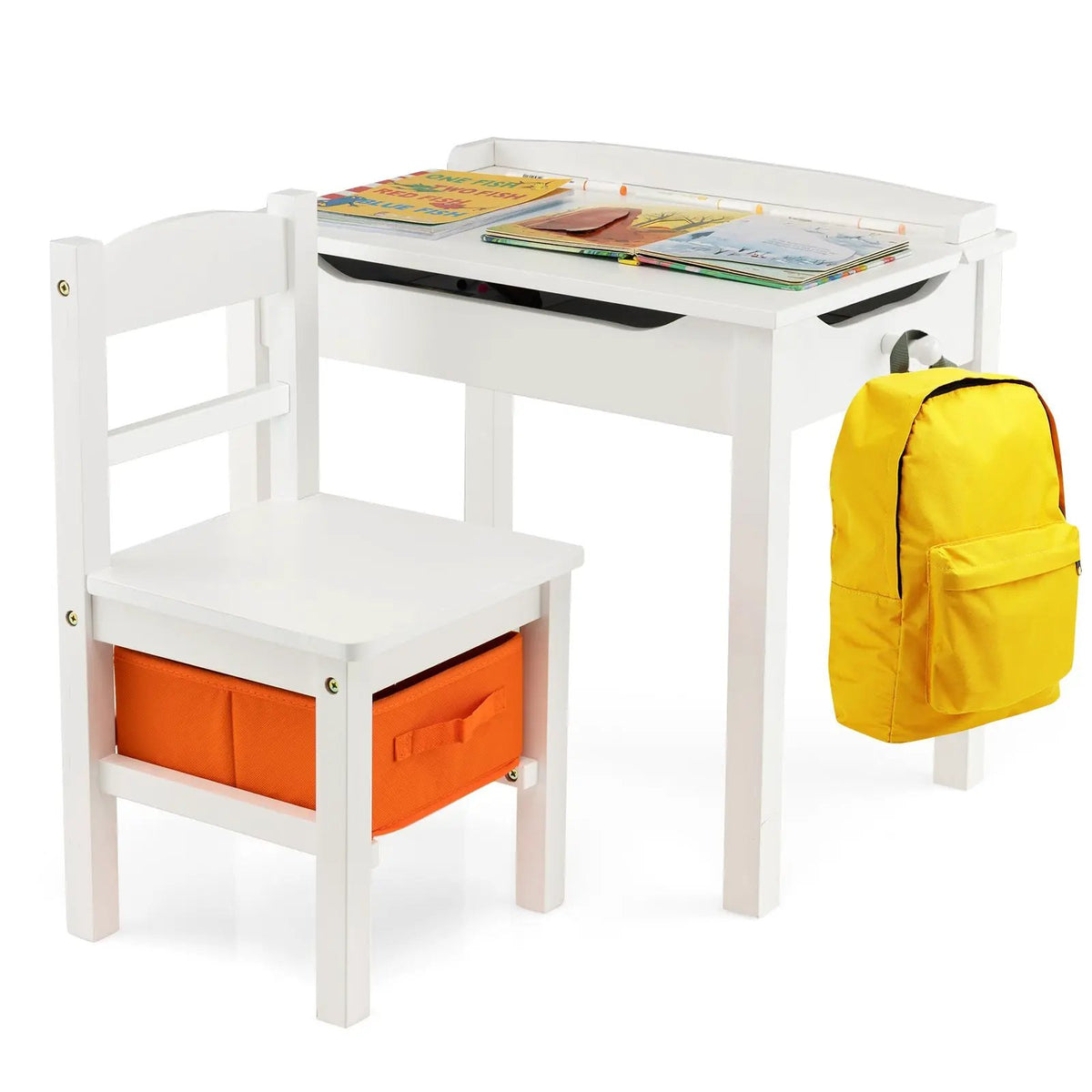 Wood Activity Kids Table and Chair Set with Storage Space by DirectDeals