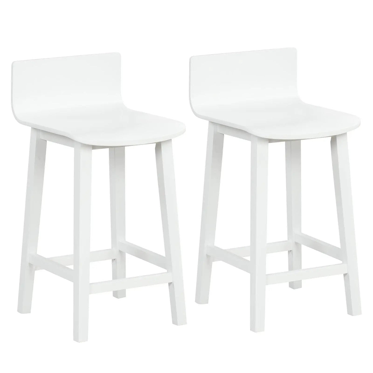 Wood Bar Stools Set of 2 with Solid Back and Seat by DirectDeals