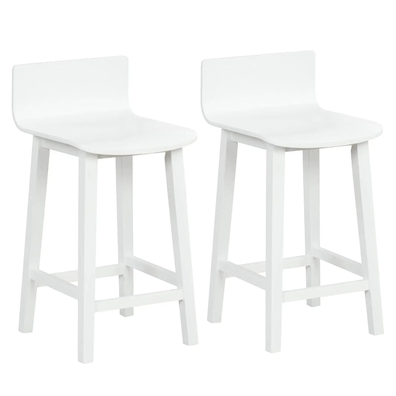 Wood Bar Stools Set of 2 with Solid Back and Seat by DirectDeals
