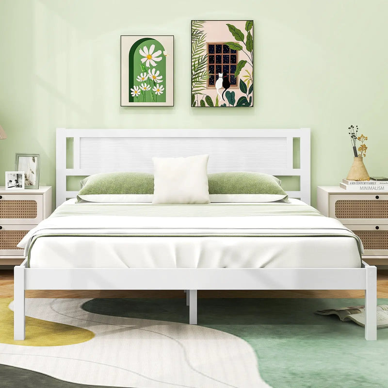 Twin/Full/Queen Size Wood Bed Frame with Headboard and Wooden Slats Support by DirectDeals