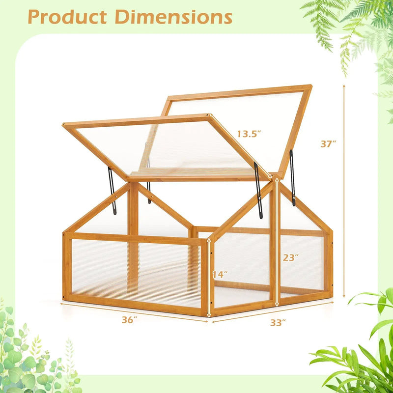 Wood Cold Frame Greenhouse Raised Flower Planter Protection with Transparent Openable Roof-Orange by DirectDeals