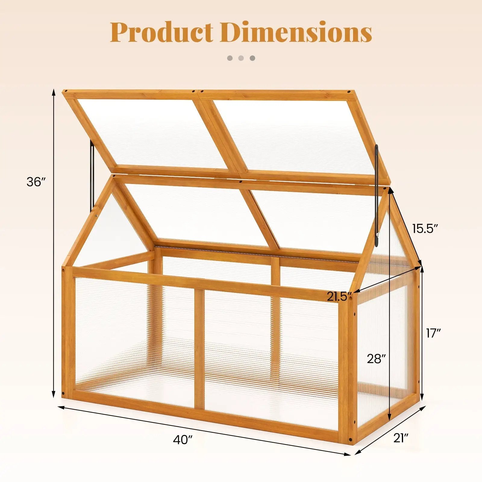 Wood Cold Frame Greenhouse Raised Flower Planter Protection with Adjustable Roof-Orange by DirectDeals