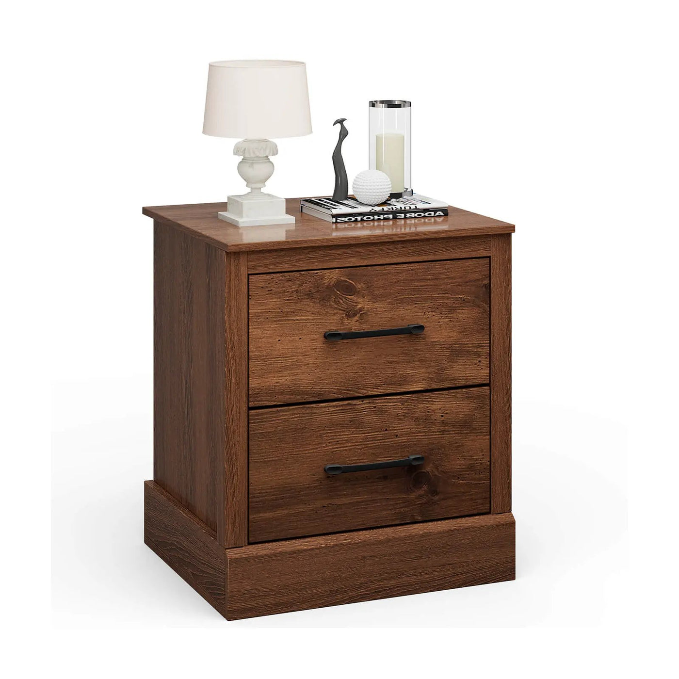 Wood Compact Floor Nightstand with Storage Drawers by DirectDeals