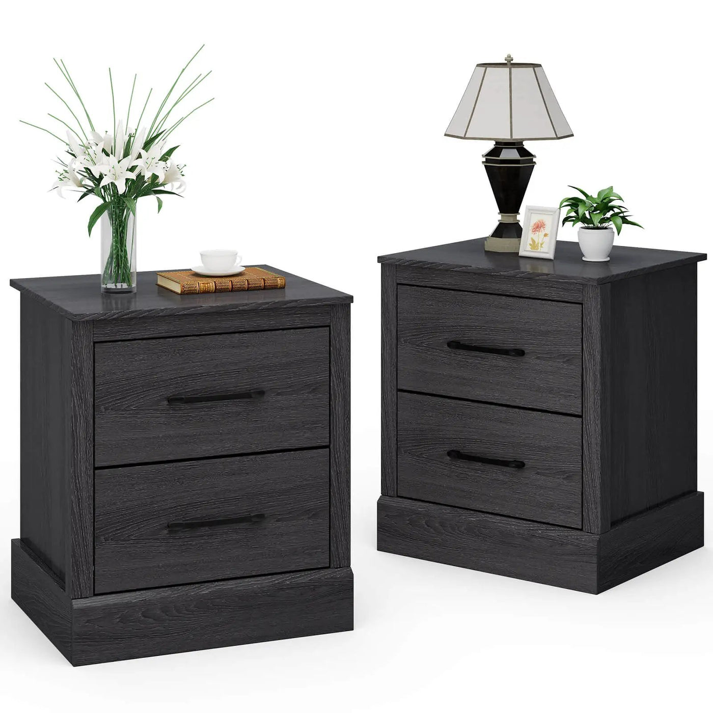 Wood Compact Floor Nightstand with Storage Drawers by DirectDeals