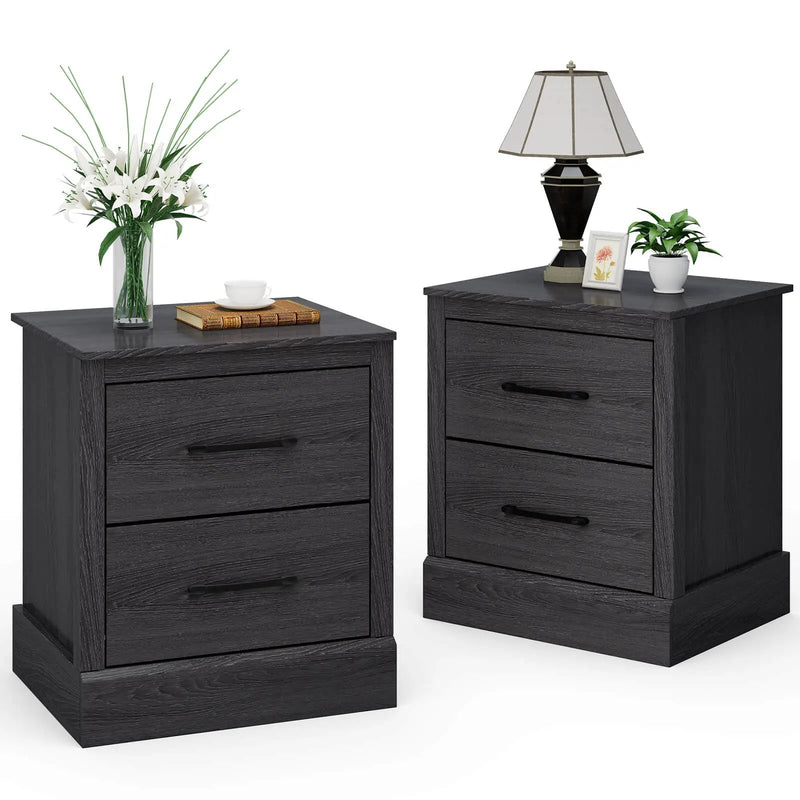 Wood Compact Floor Nightstand with Storage Drawers by DirectDeals
