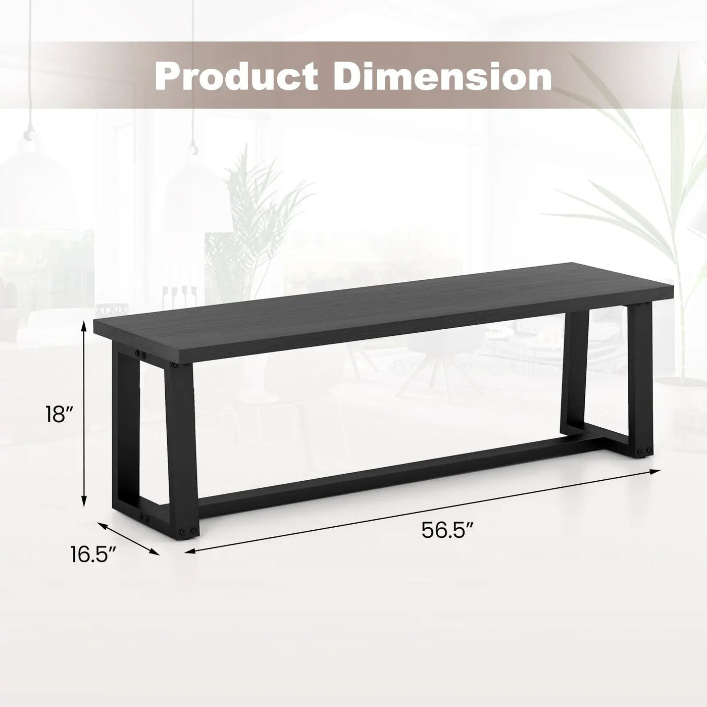 Wood Dining Bench with Metal Frame and Adjustable Footpads by DirectDeals