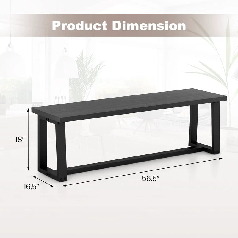 Wood Dining Bench with Metal Frame and Adjustable Footpads by DirectDeals