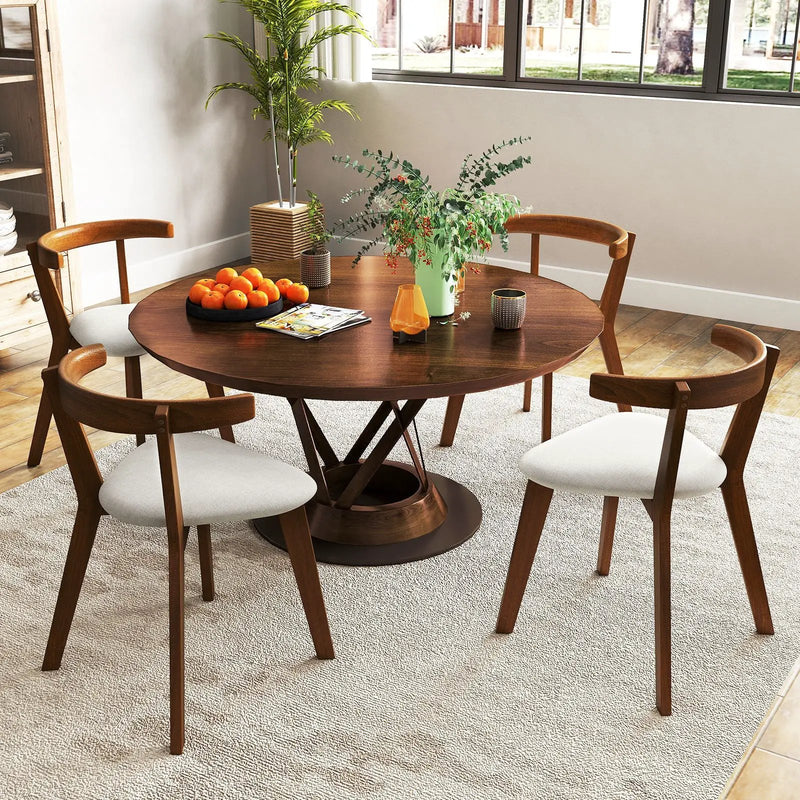 Wood Dining Chair Set of 2 with Padded Seat and Curved Back-Walnut by DirectDeals