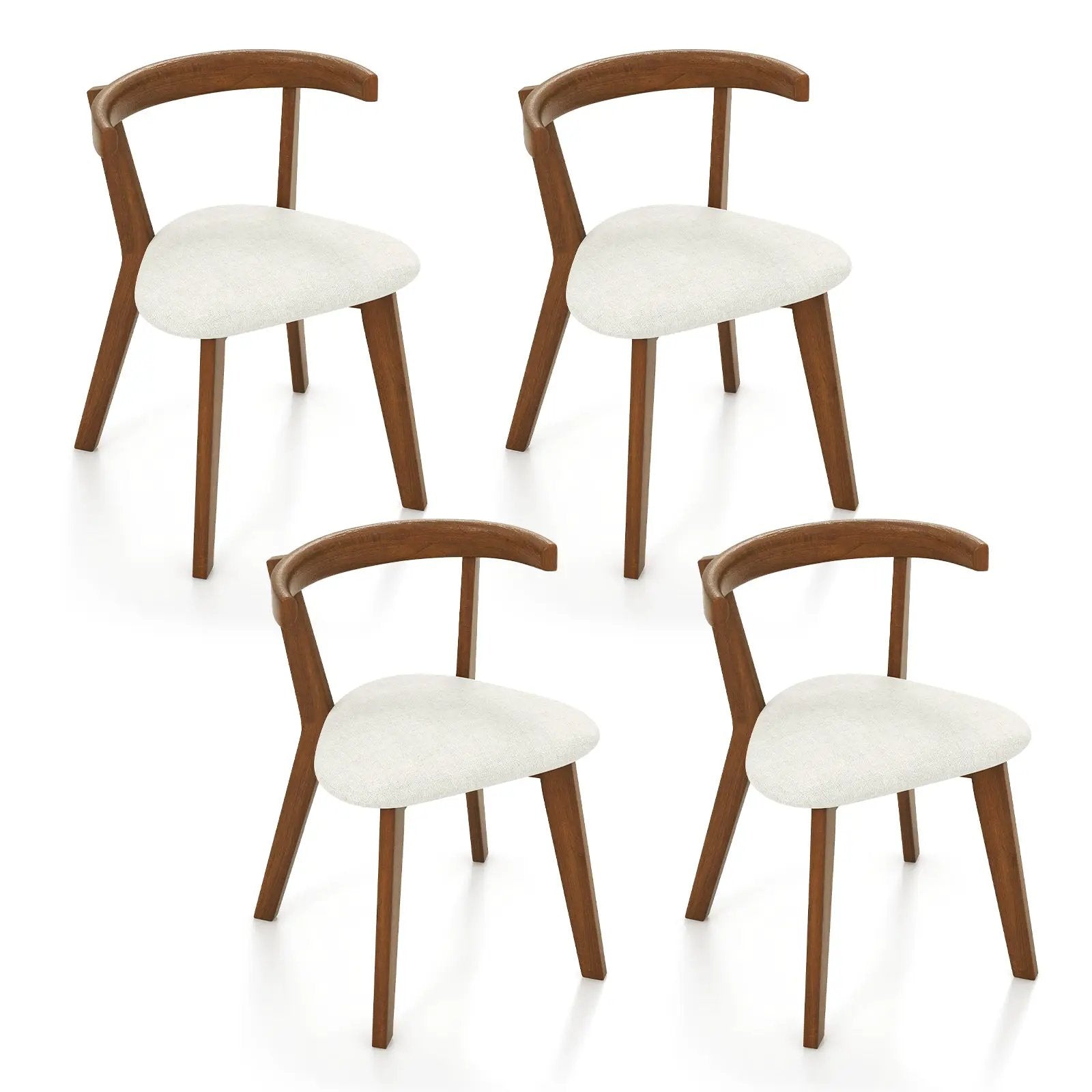 Wood Dining Chair Set of 2 with Padded Seat and Curved Back-Walnut by DirectDeals