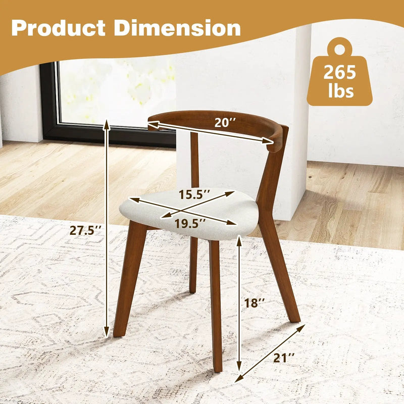 Wood Dining Chair Set of 2 with Padded Seat and Curved Back-Walnut by DirectDeals