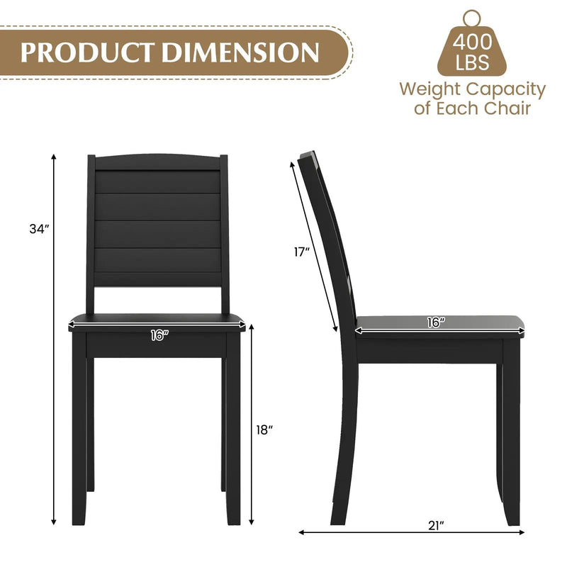 Wood Dining Chair Set of 2 Armless Kitchen Chairs with Rubber Wood Legs by DirectDeals