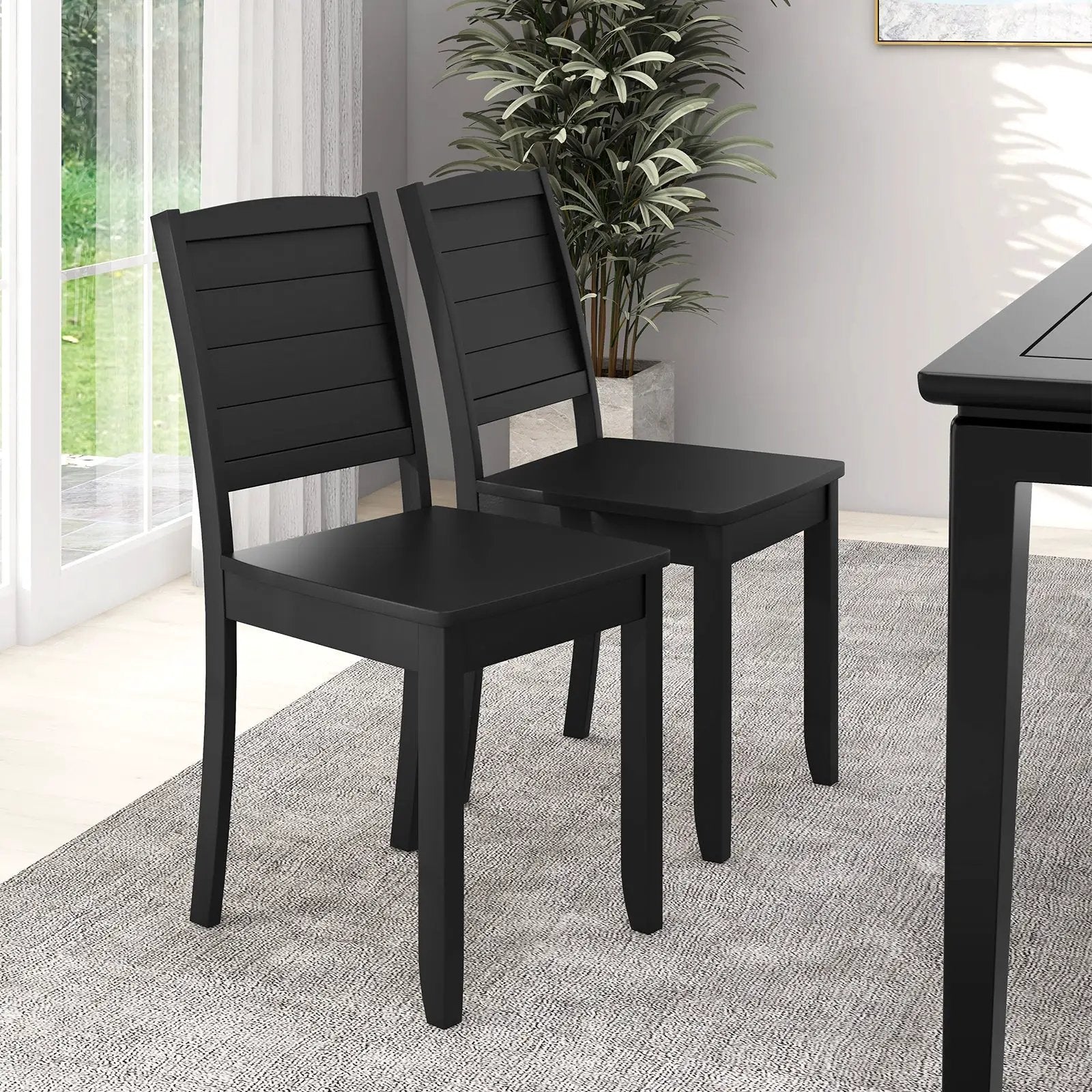 Wood Dining Chair Set of 2 Armless Kitchen Chairs with Rubber Wood Legs by DirectDeals