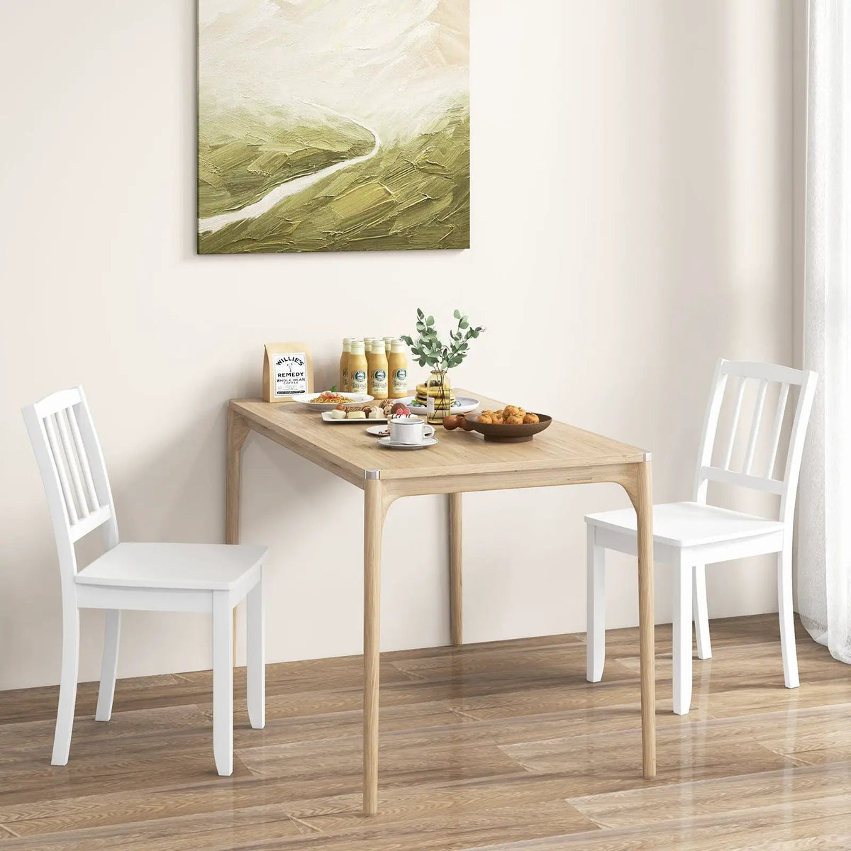Wood Dining Chair Set of 2 with Rubber Wood Legs by DirectDeals