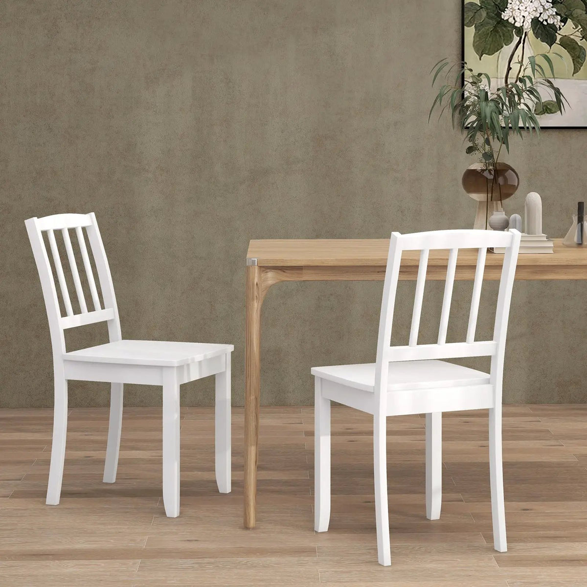 Wood Dining Chair Set of 2 with Rubber Wood Legs by DirectDeals
