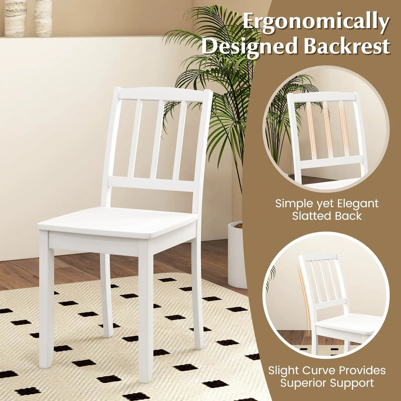 Wood Dining Chair Set of 2 with Rubber Wood Legs by DirectDeals