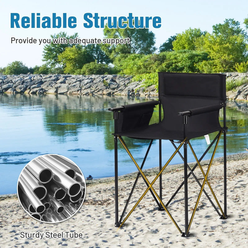 Portable 38 Inch Oversized High Camping Fishing Folding Chair by DirectDeals