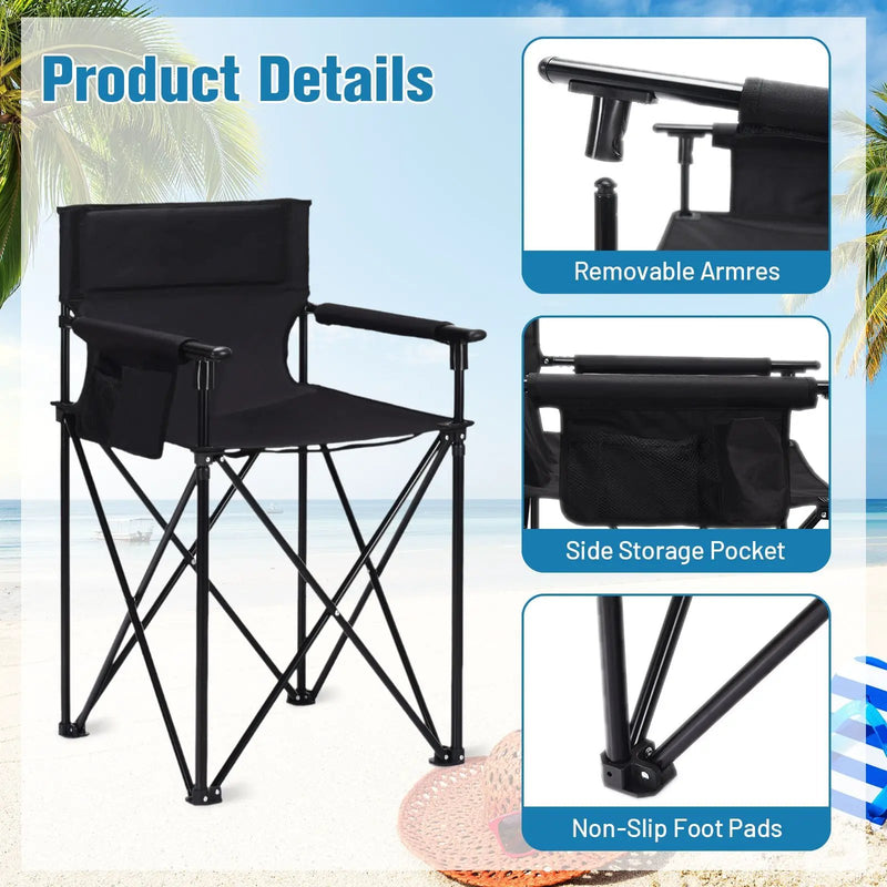 Portable 38 Inch Oversized High Camping Fishing Folding Chair by DirectDeals