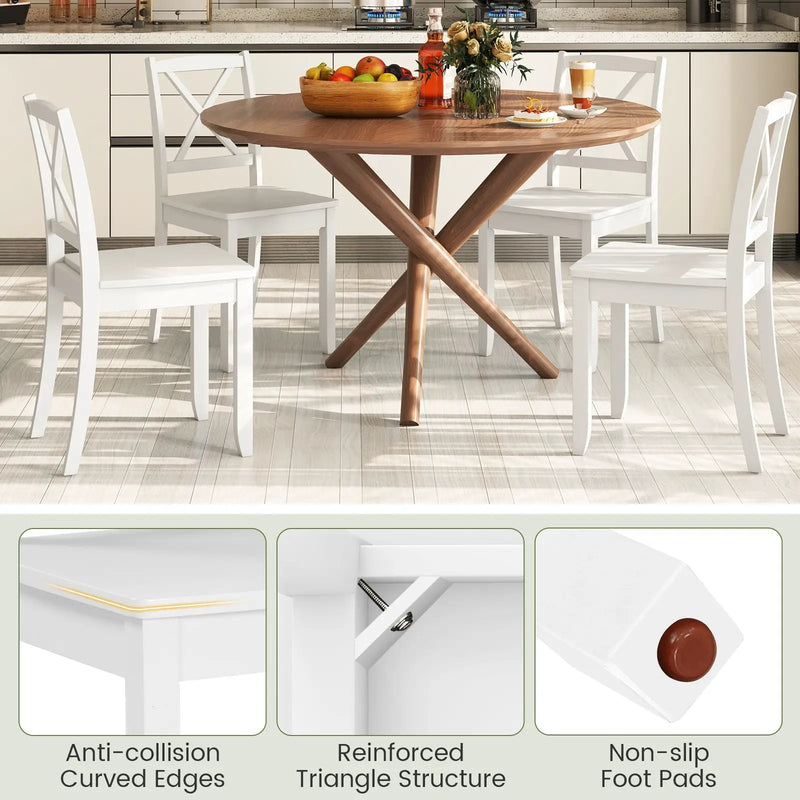 Wood Dining Chair Set of 2 with Rubber Wood Legs and Curved Backrest by DirectDeals
