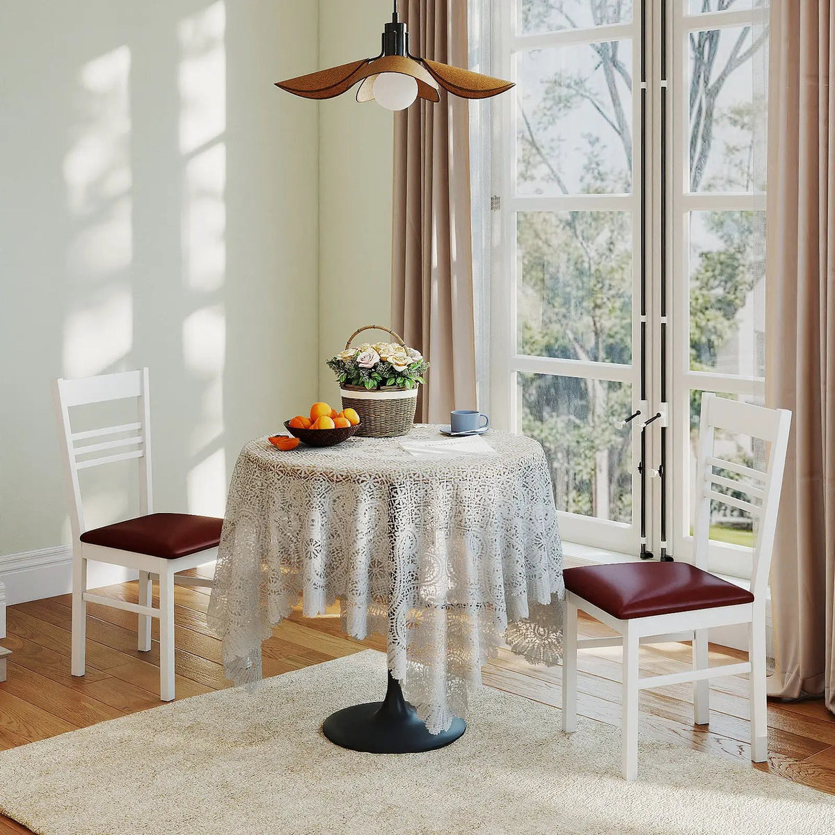 Wood Dining Chairs Set of 2 with Rubber Wood Frame by DirectDeals