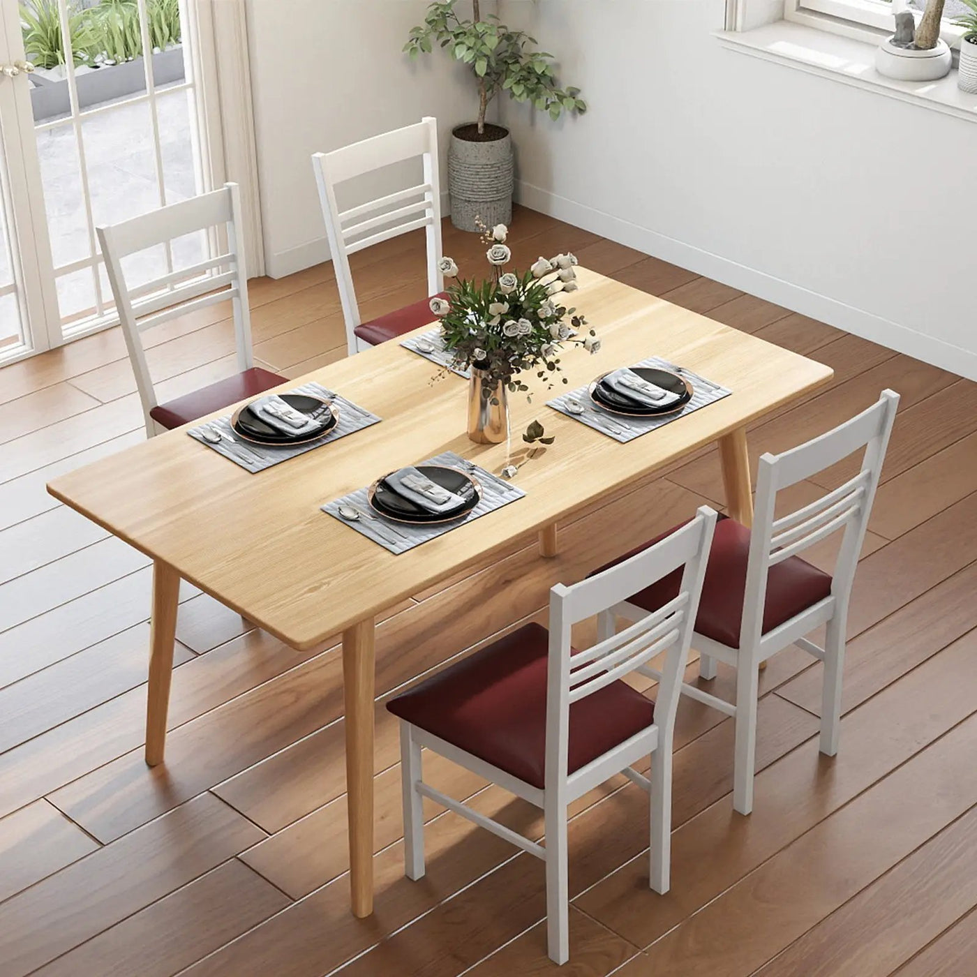 Wood Dining Chairs Set of 2 with Rubber Wood Frame by DirectDeals