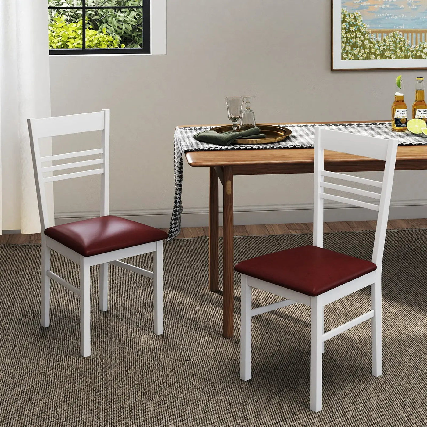Wood Dining Chairs Set of 4 with Rubber Wood Frame by DirectDeals