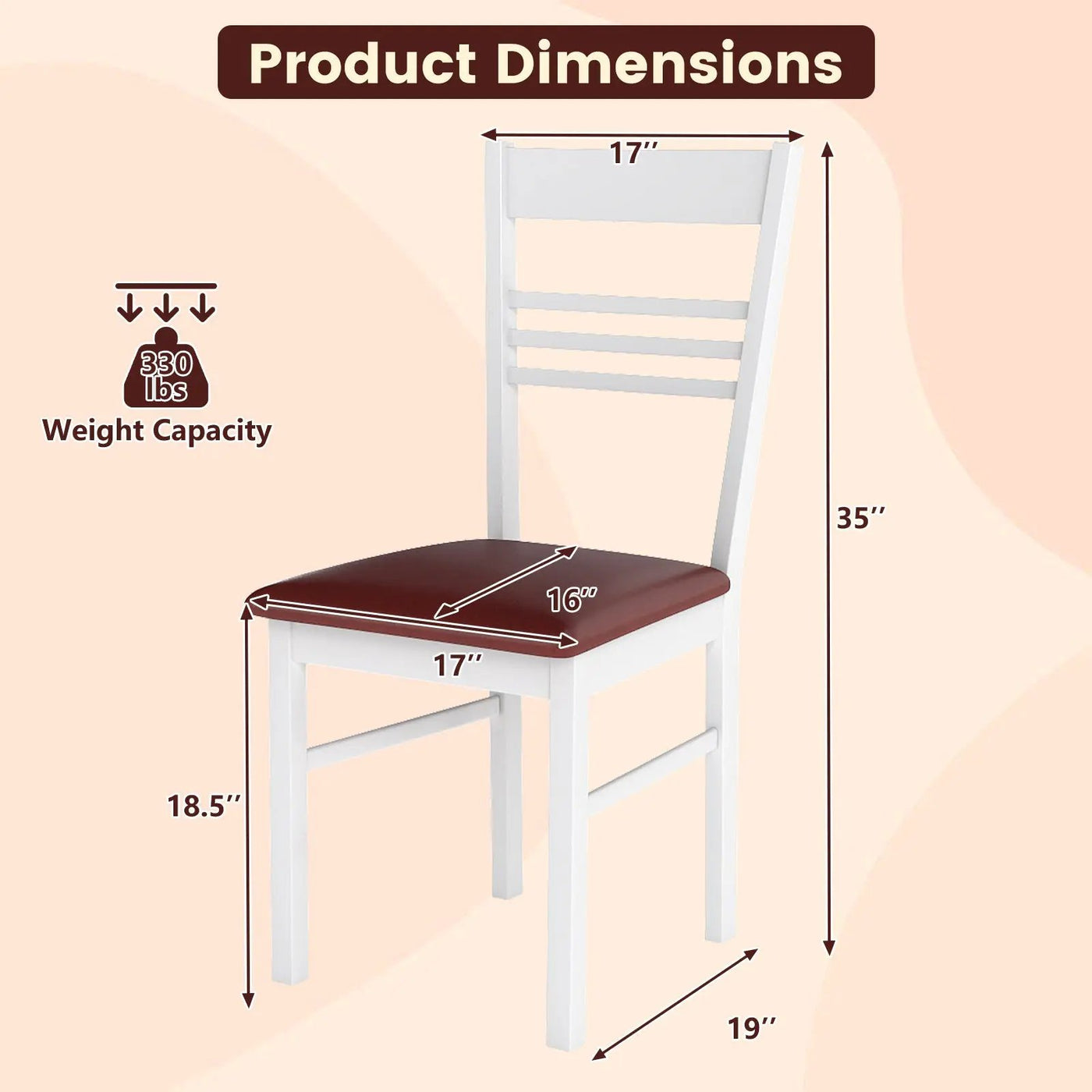 Wood Dining Chairs Set of 4 with Rubber Wood Frame by DirectDeals