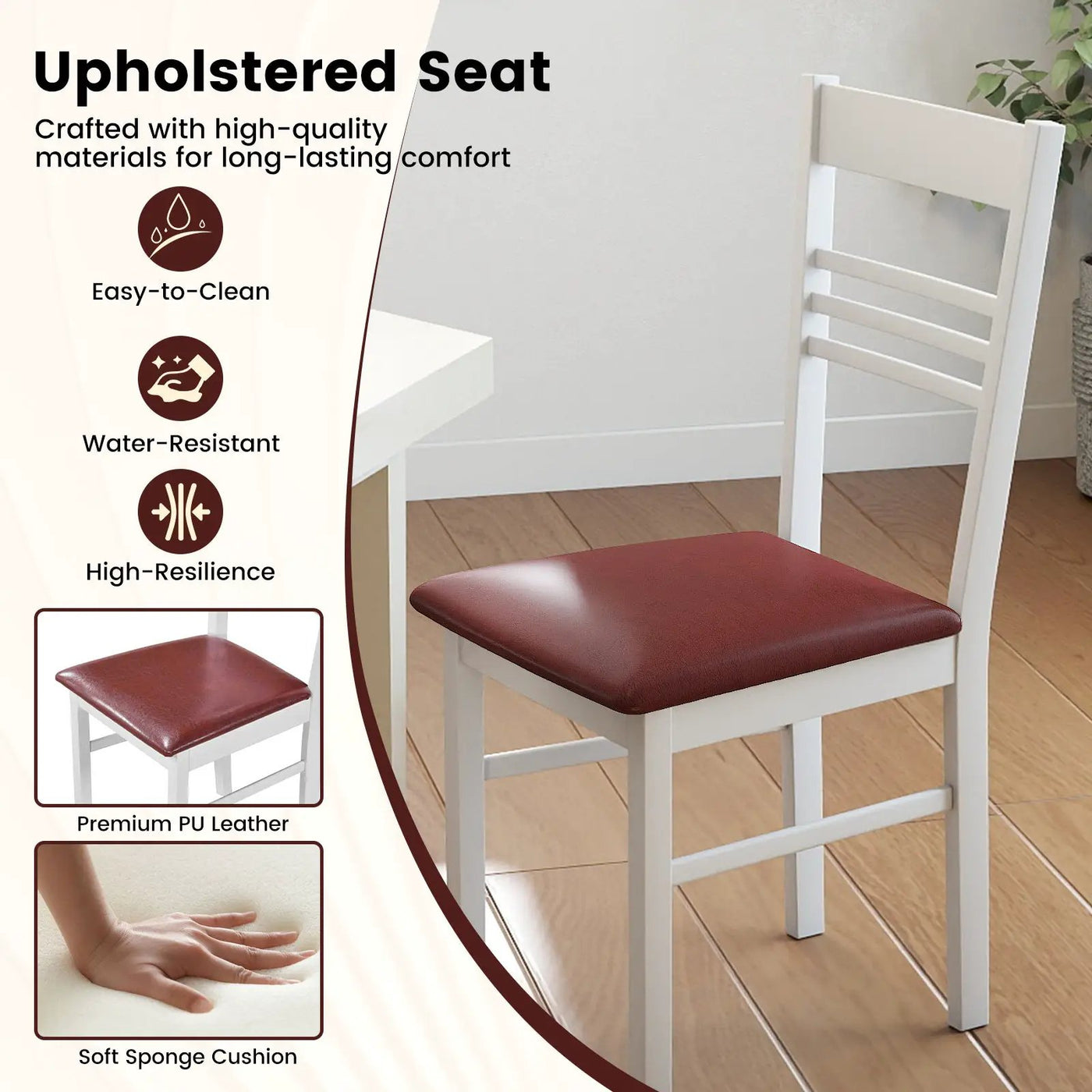 Wood Dining Chairs Set of 4 with Rubber Wood Frame by DirectDeals