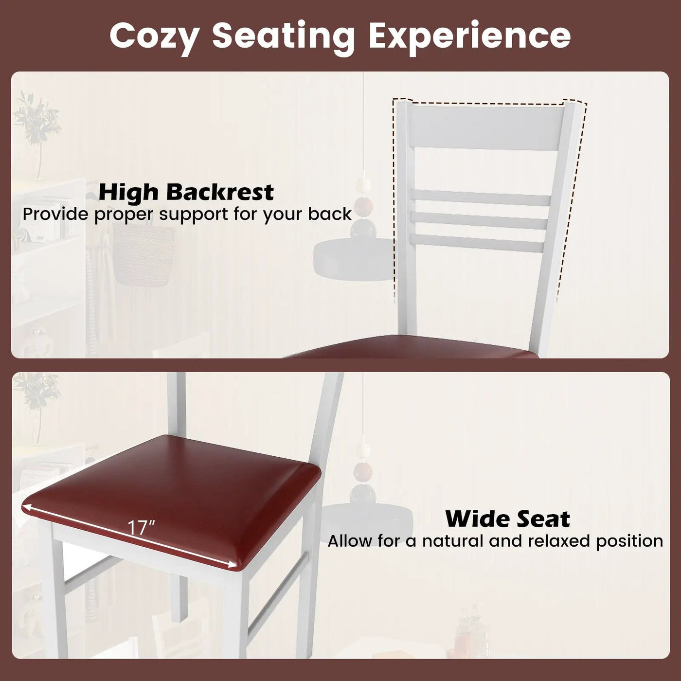 Wood Dining Chairs Set of 4 with Rubber Wood Frame by DirectDeals