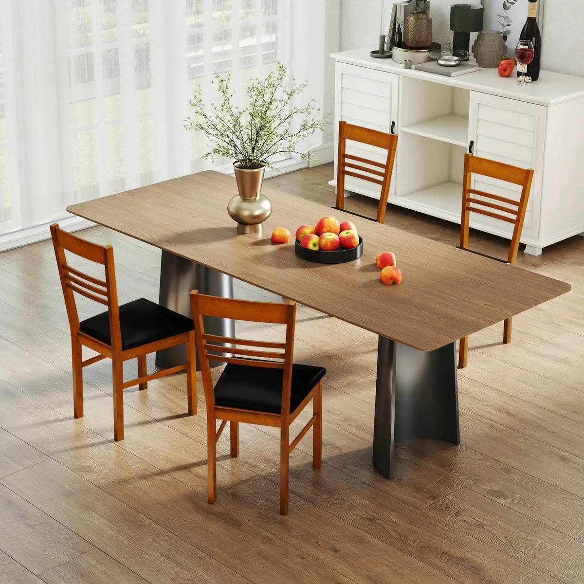 Wood Dining Chairs Set of 4 with Rubber Wood Frame by DirectDeals
