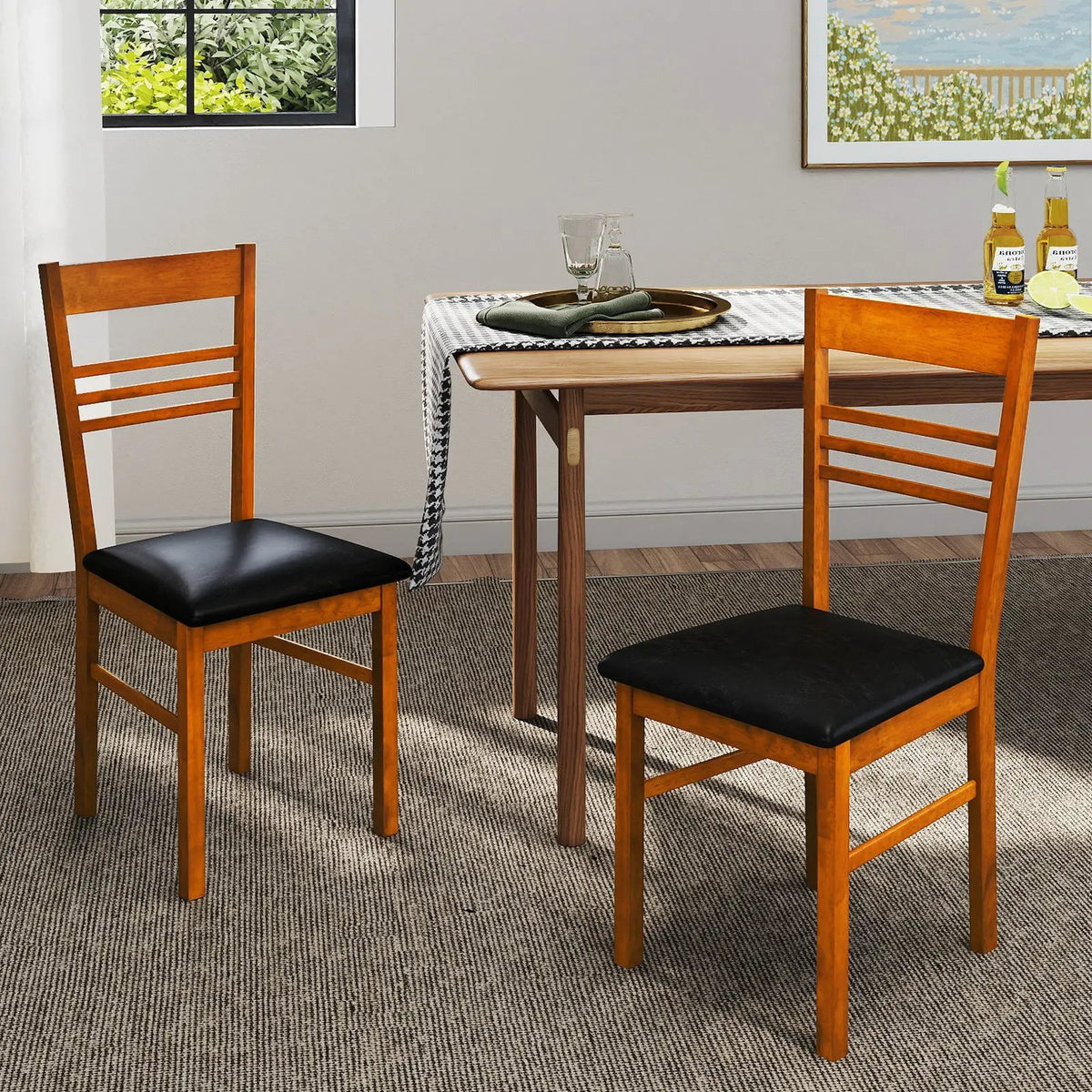 Wood Dining Chairs Set of 4 with Rubber Wood Frame by DirectDeals