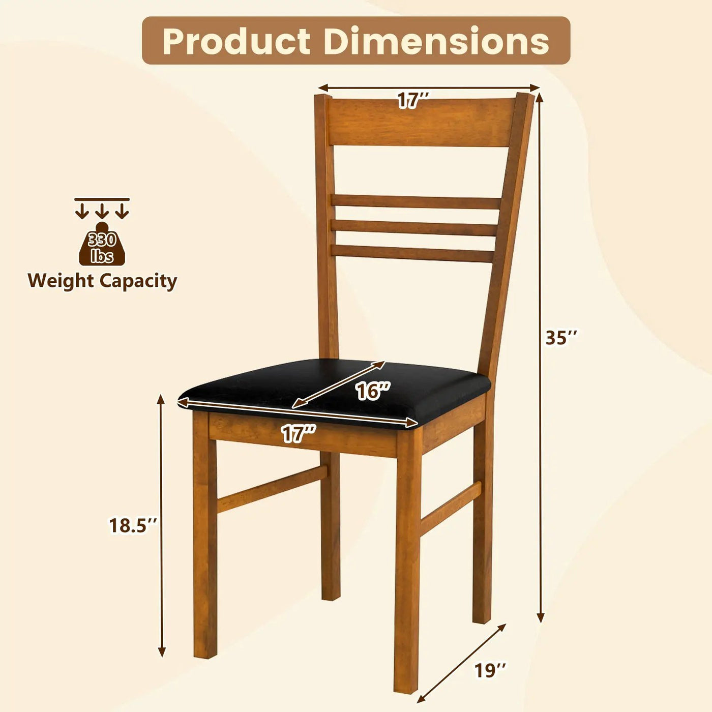 Wood Dining Chairs Set of 4 with Rubber Wood Frame by DirectDeals
