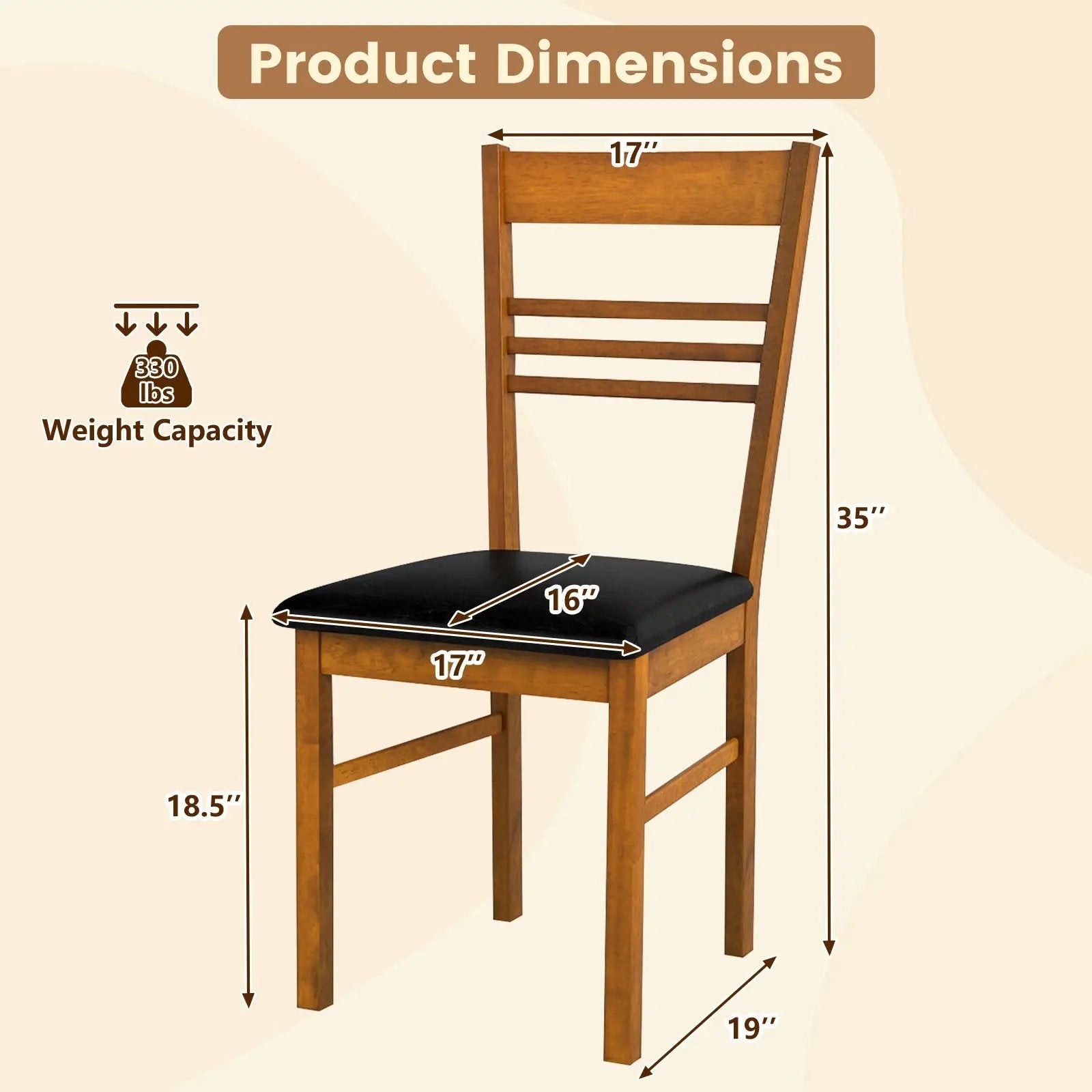 Wood Dining Chairs Set of 4 with Rubber Wood Frame by DirectDeals