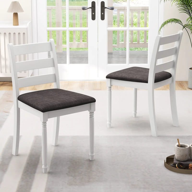 Set of 2 Rubber Wood Dining Chairs with Upholstered Seat-White by DirectDeals