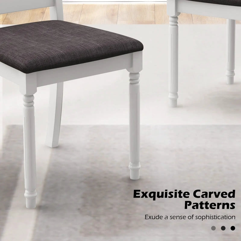 Set of 2 Rubber Wood Dining Chairs with Upholstered Seat-White by DirectDeals