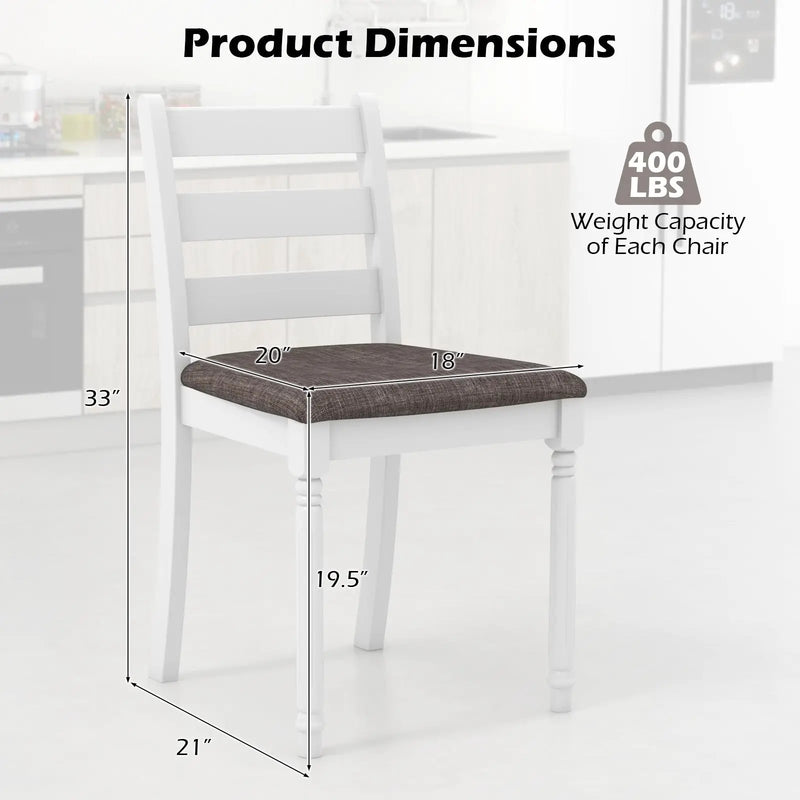 Set of 2 Rubber Wood Dining Chairs with Upholstered Seat-White by DirectDeals