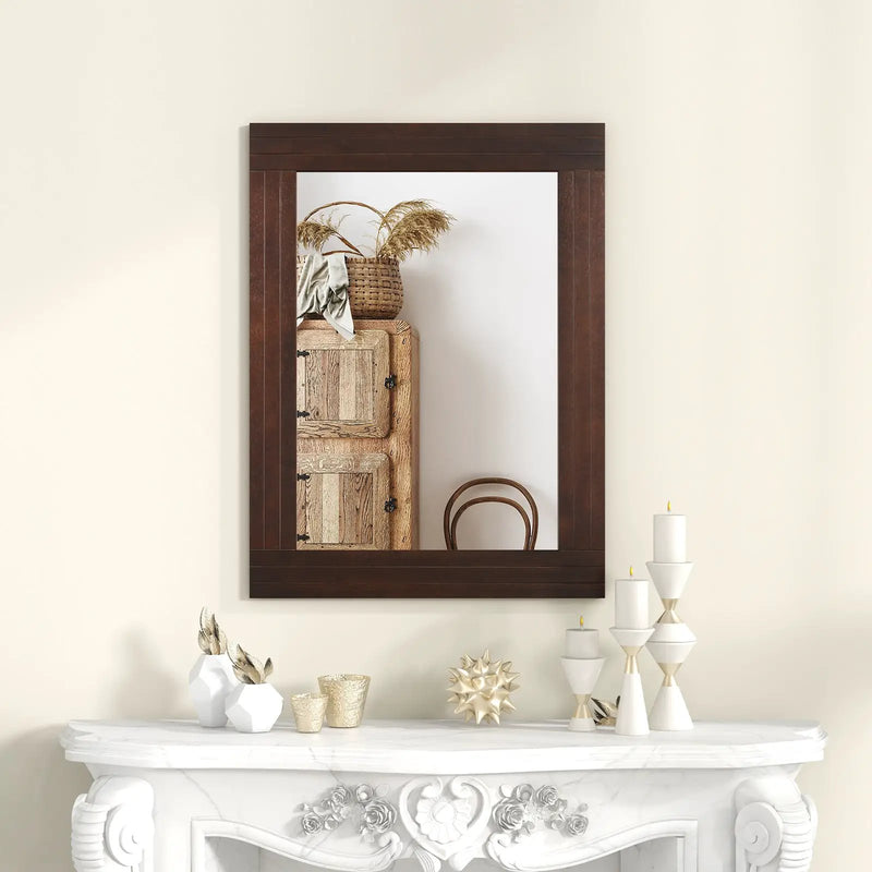 Wood Framed Wall Mirror for Bedroom Living Room Vanity Entryway-Brown by DirectDeals
