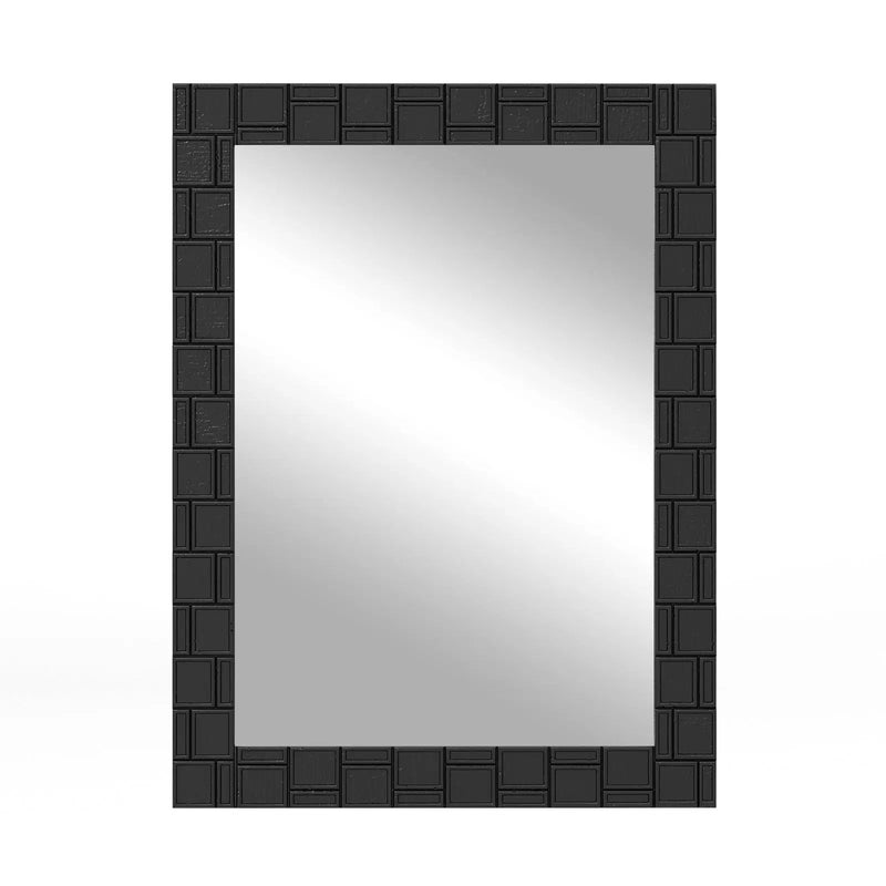 Wood Framed Wall Mirror Rectangle Vanity Mirror for Living Room Entryway-Black by DirectDeals
