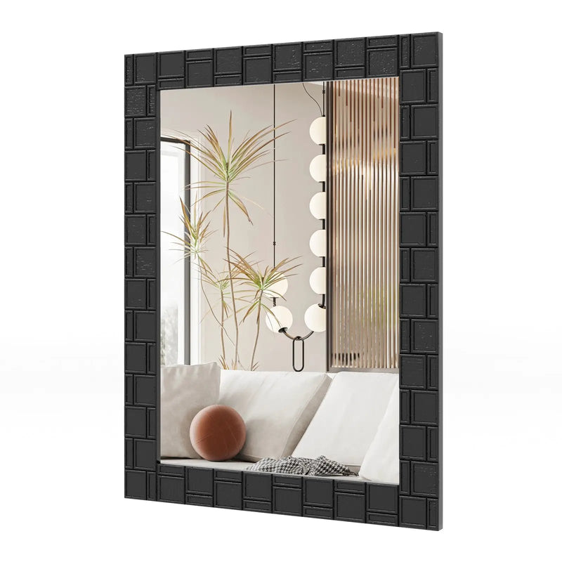 Wood Framed Wall Mirror Rectangle Vanity Mirror for Living Room Entryway-Black by DirectDeals