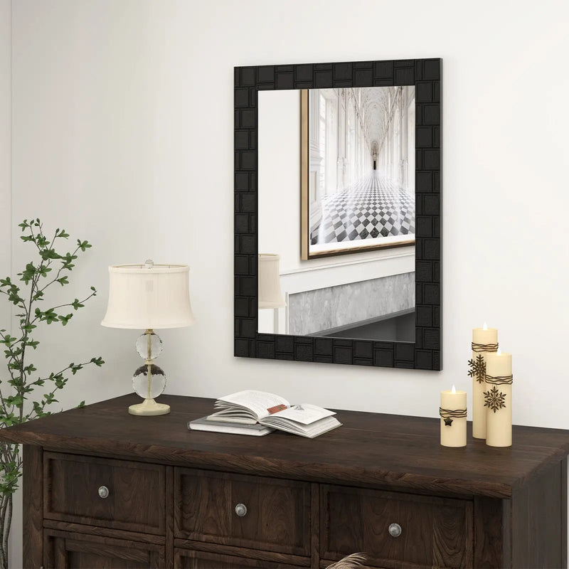 Wood Framed Wall Mirror Rectangle Vanity Mirror for Living Room Entryway-Black by DirectDeals