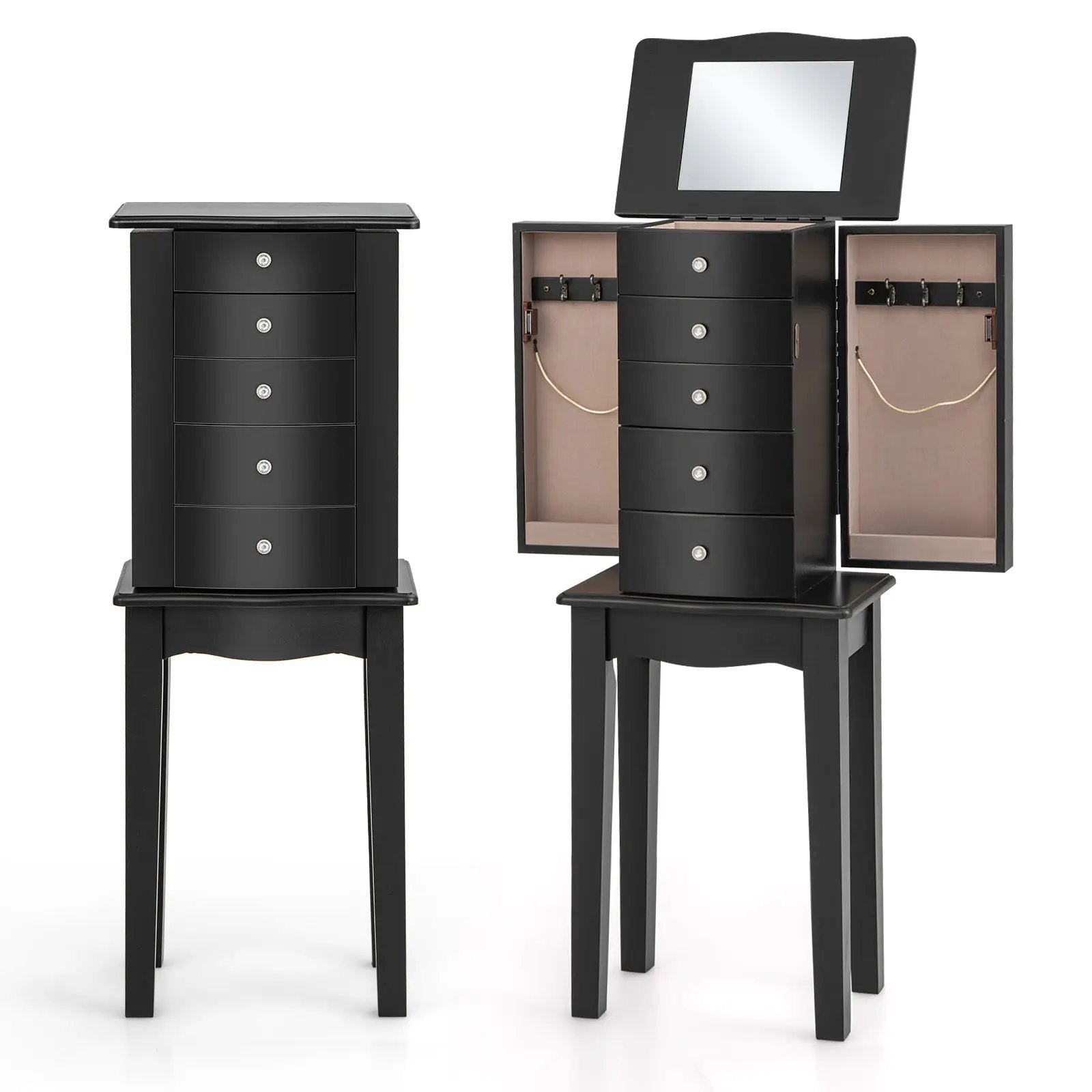Jewelry Armoire with Top Flip Mirror and 4 Drawers by DirectDeals