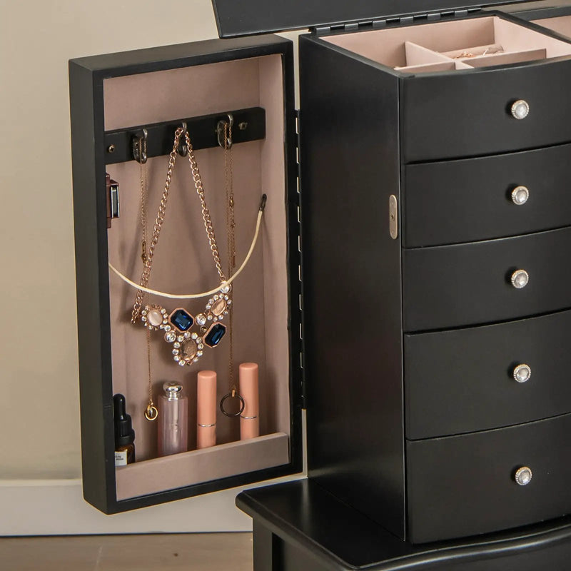 Jewelry Armoire with Top Flip Mirror and 4 Drawers by DirectDeals