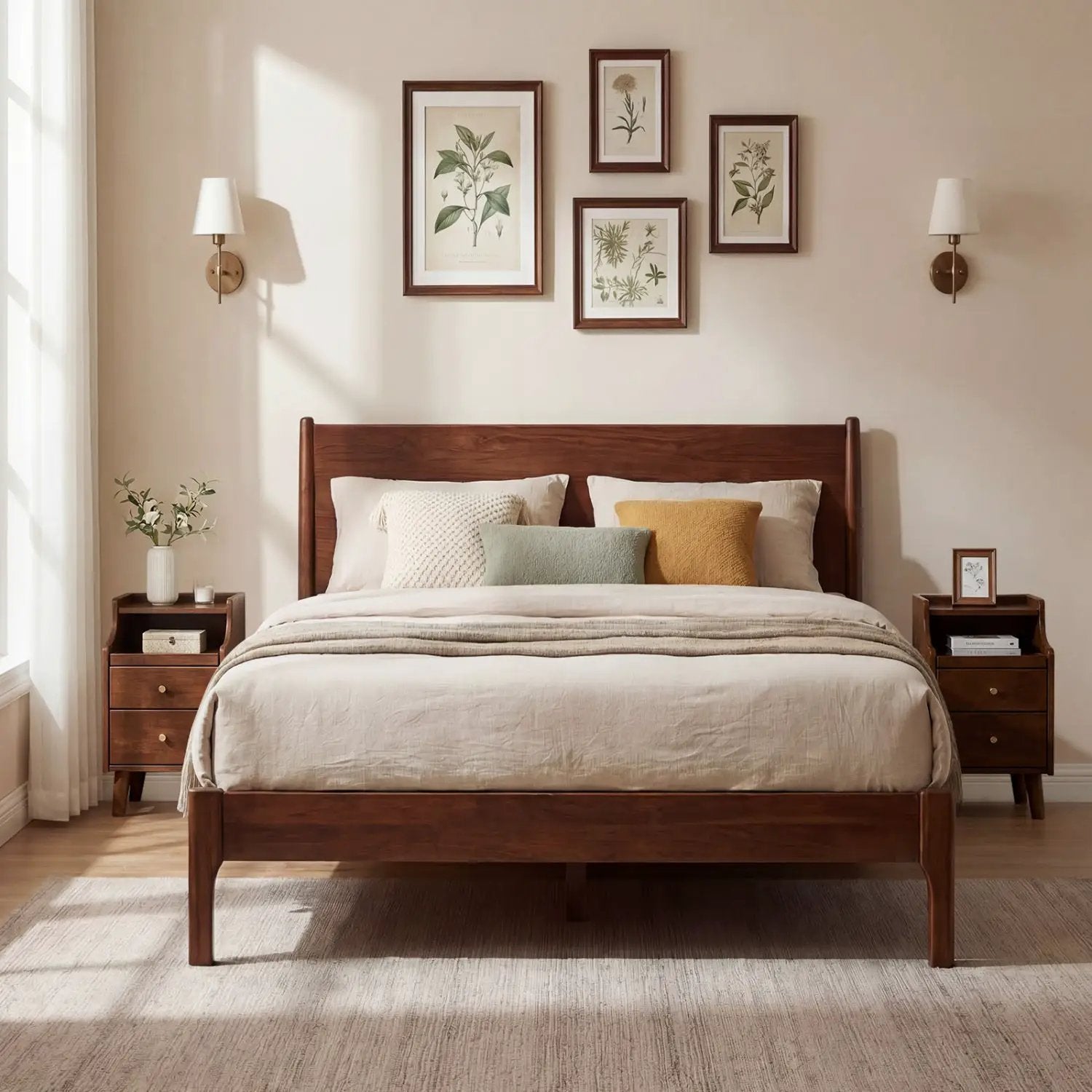 Wood Nightstand with Drawers and Solid Wood Legs for Bedroom by DirectDeals